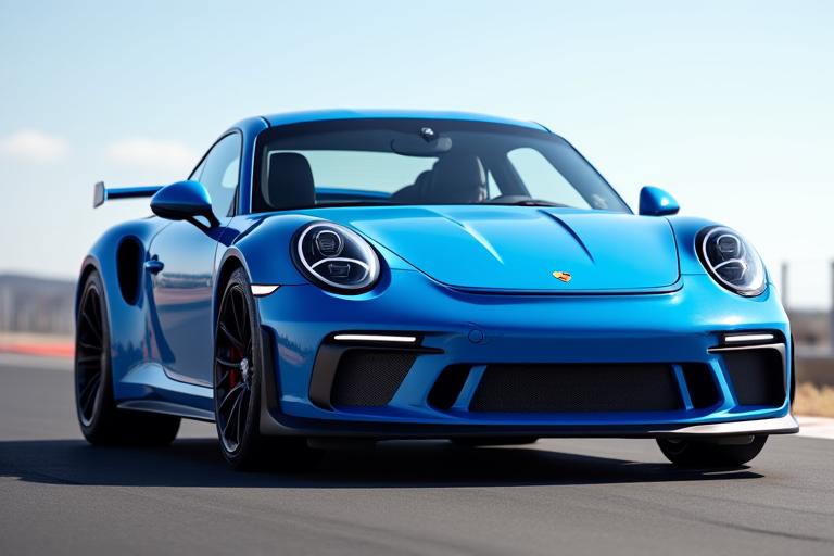 Frontansicht eines blauen Porsche 911 GT3.